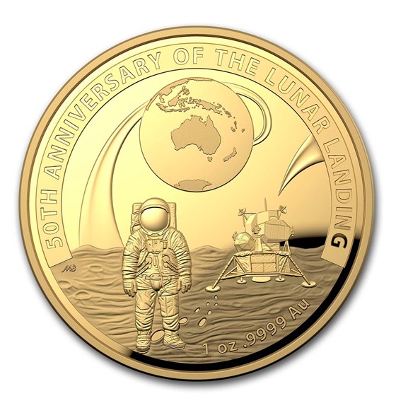 2019 AUS 1 oz Gold $100 Apollo 11 Domed Proof (Abrasion) 2019 AUS 1 oz Gold $100 Apollo 11 Domed Proof (Abrasion)